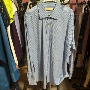 Michael Kors Men's Blue Pinstripe Shirt